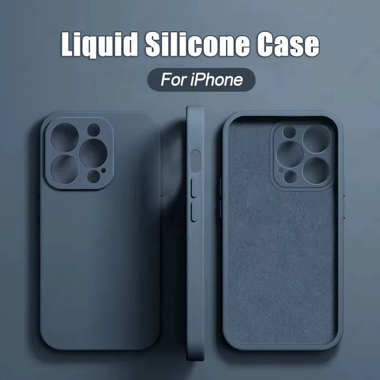 Luxury Liquid Silicone Phone Case for Apple Iphone 16 15 14 13 12 11 Pro Max Soft Case Shockproof Bumper Cover Phone Accessories