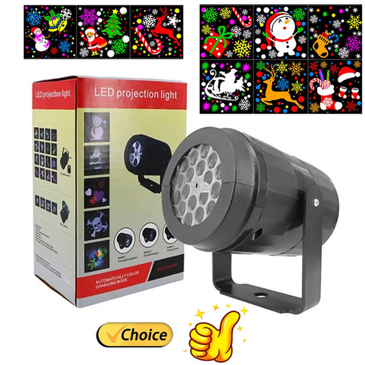 2024 Projector Led Lights Christmas DJ Party Lights Stage Light 1PC 16 Patterns Indoor and Outdoor Laser Lamp Holiday Lighting