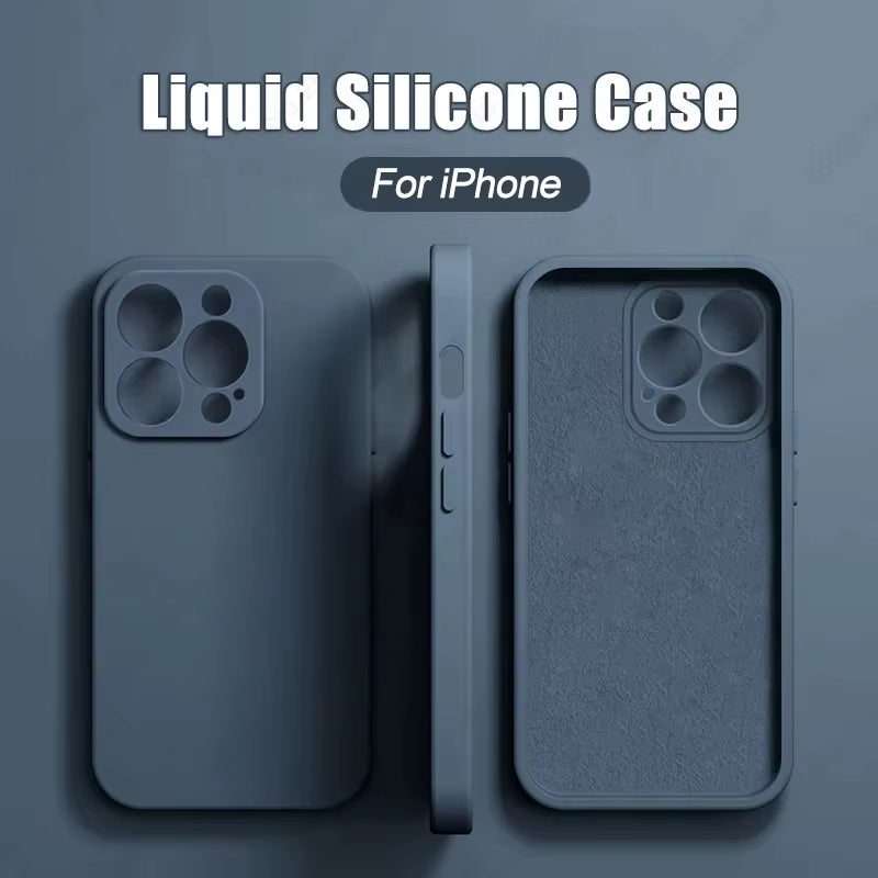 Luxury Liquid Silicone Phone Case for Apple Iphone 16 15 14 13 12 11 Pro Max Soft Case Shockproof Bumper Cover Phone Accessories