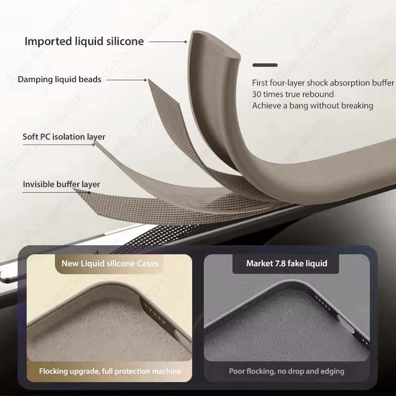 Luxury Liquid Silicone Phone Case for Apple Iphone 16 15 14 13 12 11 Pro Max Soft Case Shockproof Bumper Cover Phone Accessories